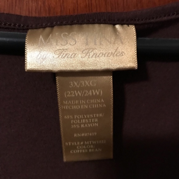 SOLD 3X Brown Short Sleeve Blouse - Picture 4 of 4